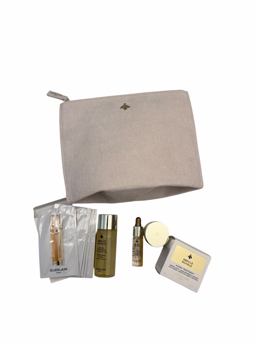 GUERLAIN Cosmetic Pouch with Travel Skincare Samples